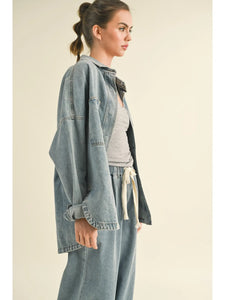 Hold On Washed Denim Shirt Jacket