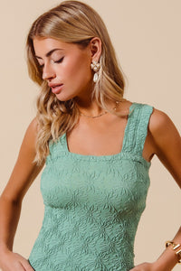 Buy Myself Flowers Jacquard Tank - Jade