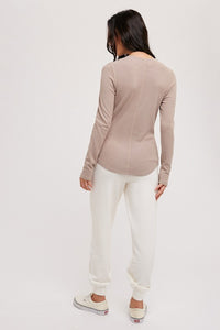 Butterfield Ribbed Henley - Latte