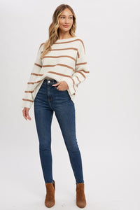 Deliah Striped Sweater - Camel