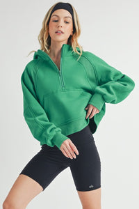 Drea Half Zip Hoodie - Lily Pad