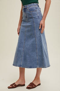 Holding You Denim Midi Skirt