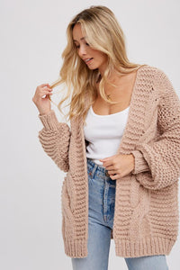 Karma Chunky Knit Cardigan - Blush