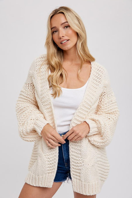 Karma Chunky Knit Cardigan - Ivory