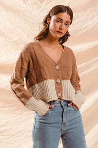 LA Lady Cable Knit - Mocha/Ivory