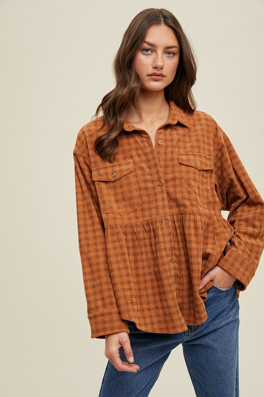 Days Of Wild Peplum Collard Shirt