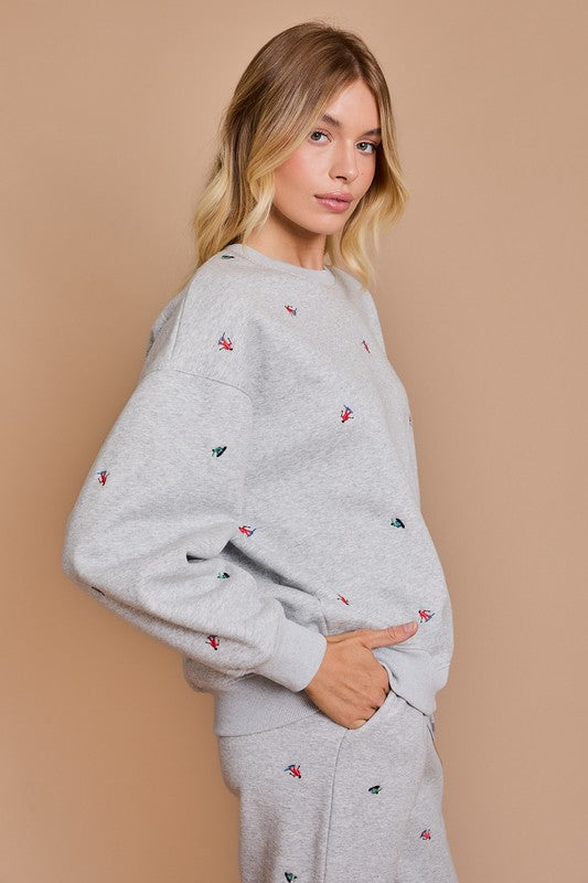 Ski Trip Embroidered Sweatshirt