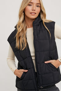 Sunday Stroll Hooded Puff Vest - Black