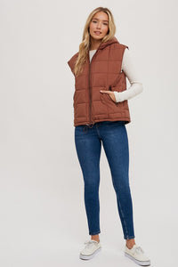 Sunday Stroll Hooded Puff Vest - Persimmon