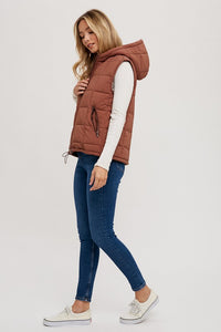 Sunday Stroll Hooded Puff Vest - Persimmon