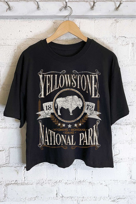 Yellowstone Park Long Crop Tee - Black